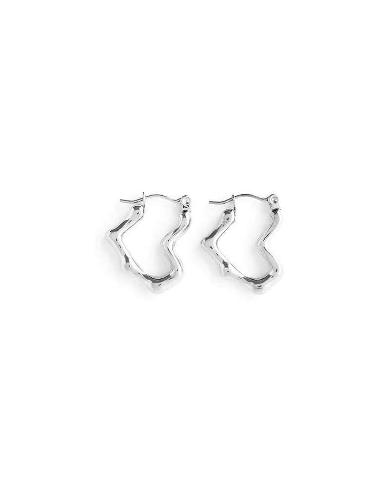 WINSLET | SILVER IRREGULAR HEART HOOP EARRINGS