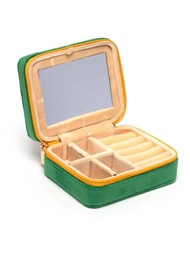 "Press For Champagne" Velvet Jewelry Box w/ Mirror