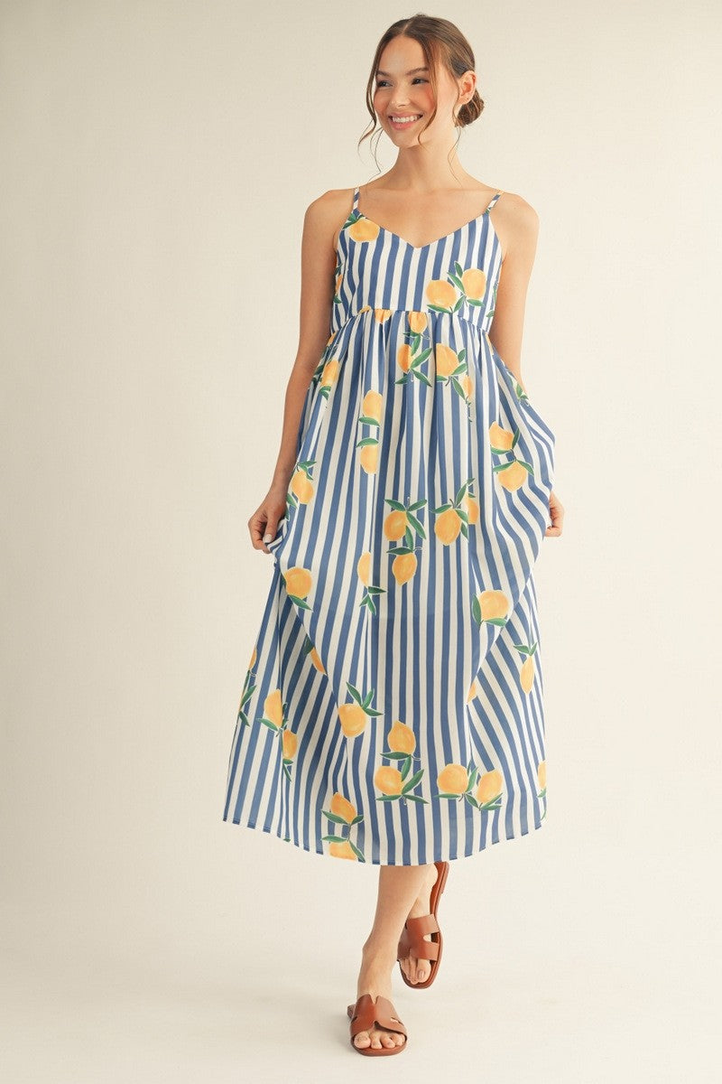Lemony Stripe Maxi Dress