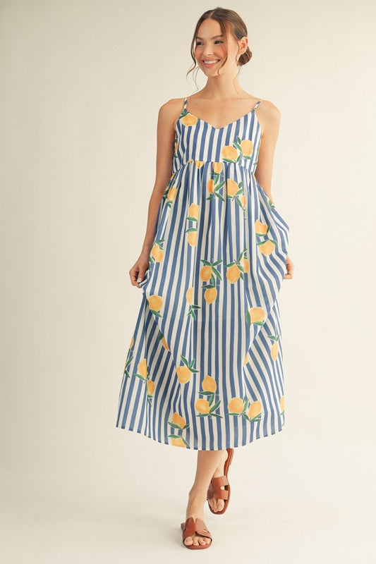 Lemony Stripe Maxi Dress