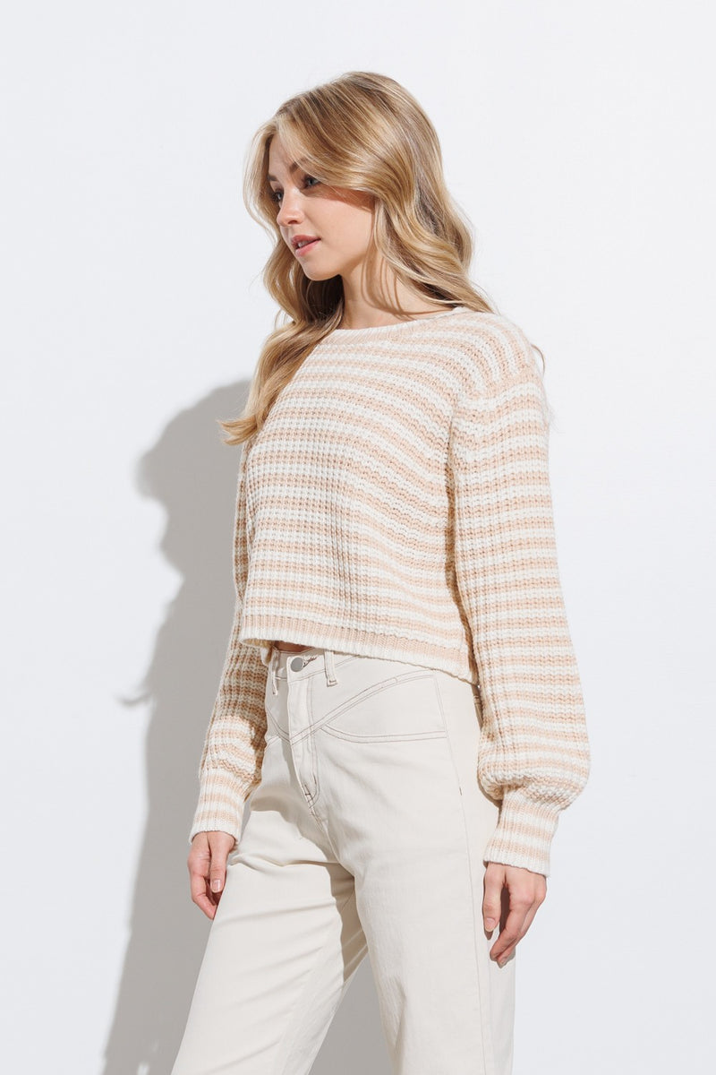 Peach Stripe Knit Pullover