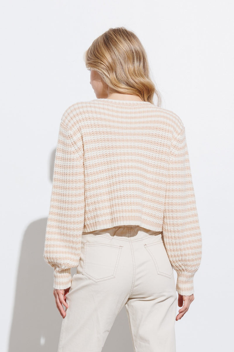 Peach Stripe Knit Pullover