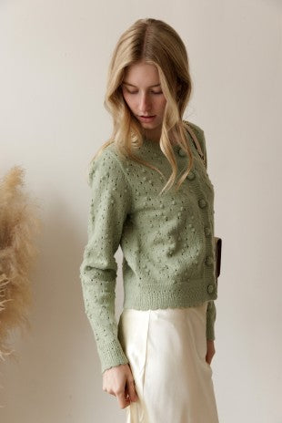 Pointelle Bobble Knit Cardigan