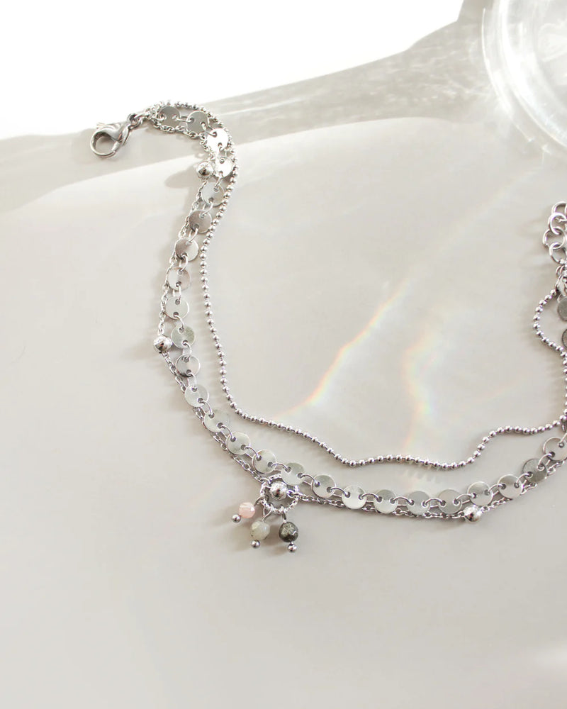 BELLA | SILVER MULTI-STRAND CHARM ANKLET
