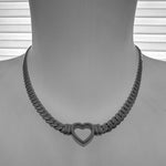 "Bellatrix" Cuban Chain Necklace with Heart Silver