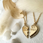 "Best Friends" Broken Heart Charm Necklaces in Gold