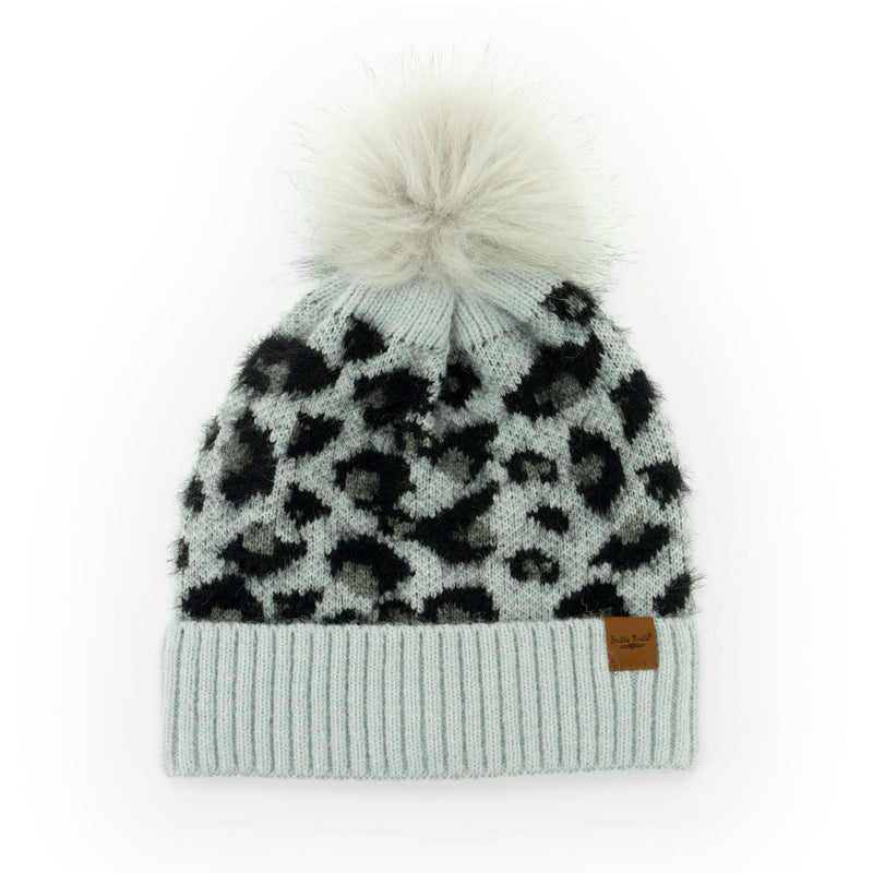 Snow Leopard Pom Hat (Grey)