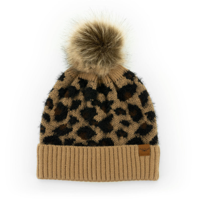 Snow Leopard Pom Hat (Tan)