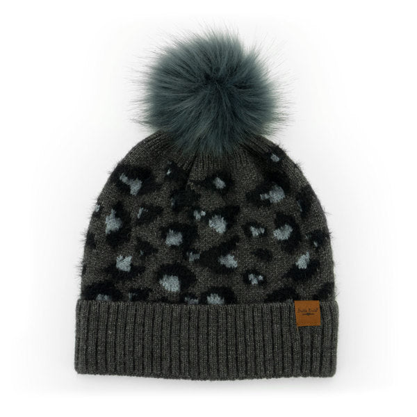 Snow Leopard Pom Hat (Black)