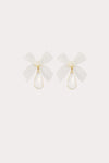 Lace Bow & Drop Crystal Earrings