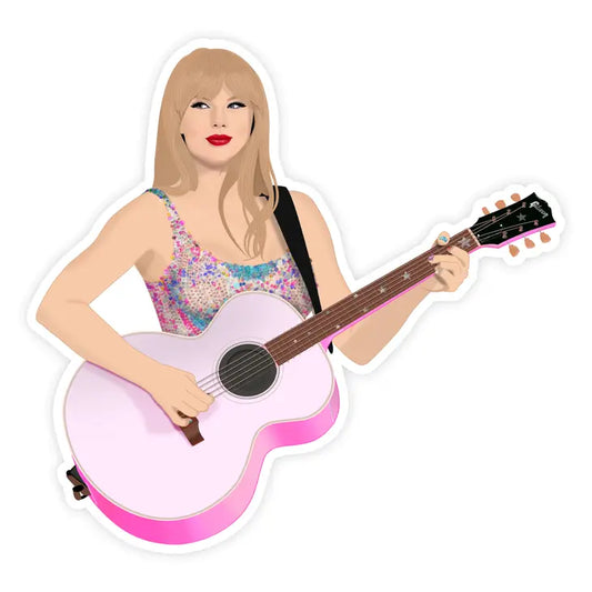Taylor Swift Eras Tour Vinyl Sticker (Pink Guitar)