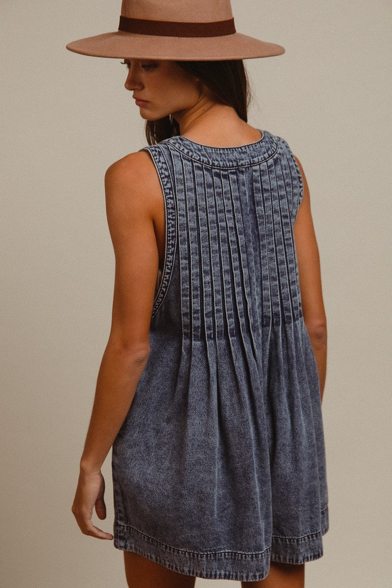 Mineral Washed Denim Romper