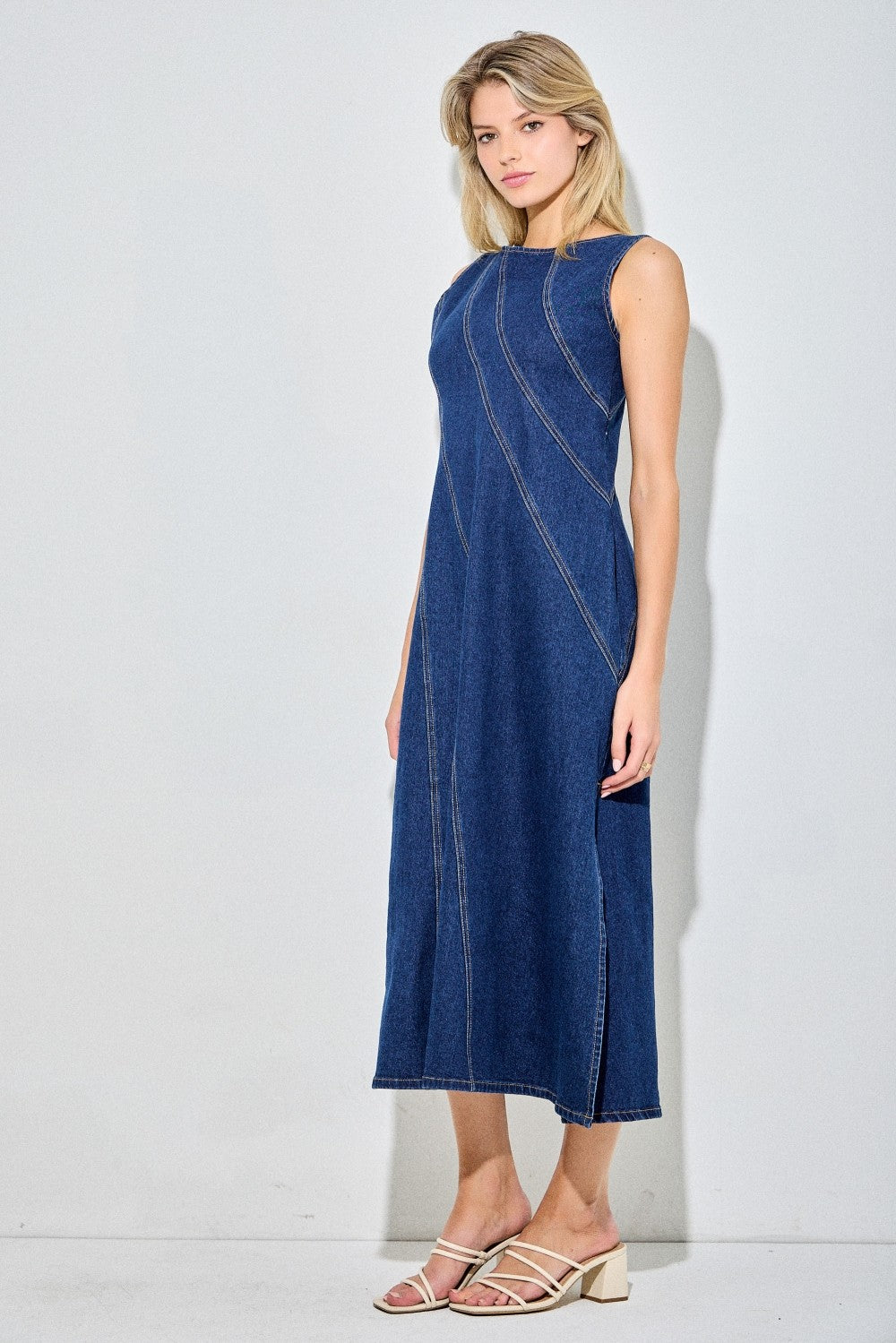 Denim Sleeveless Midi Dress
