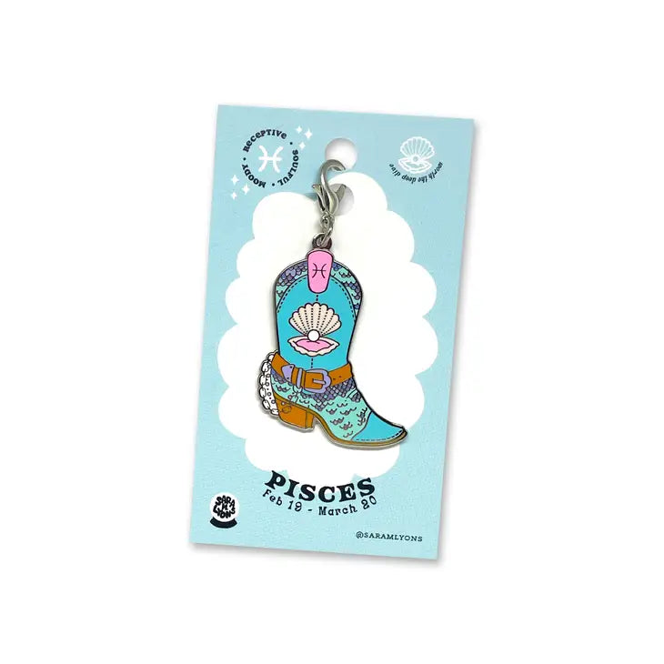 Zodiac Boots Enamel Charm || Pisces