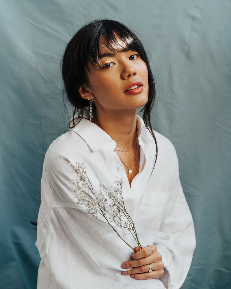 CHARLIE | SILVER HOOP & STONES EARRINGS