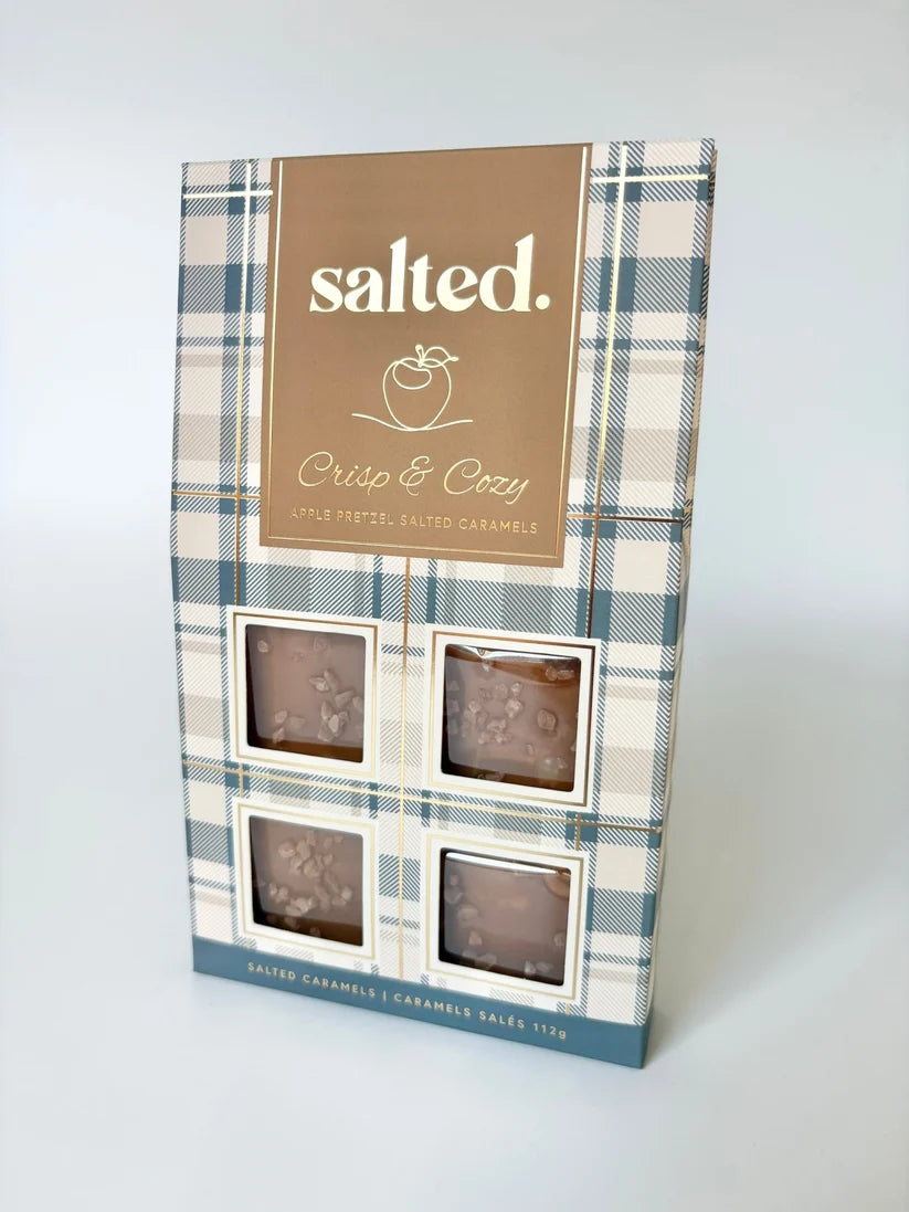 *Canadian Brand* | salted. | Crisp & Cozy Apple Pretzel Salted Caramels (4 Piece Box)