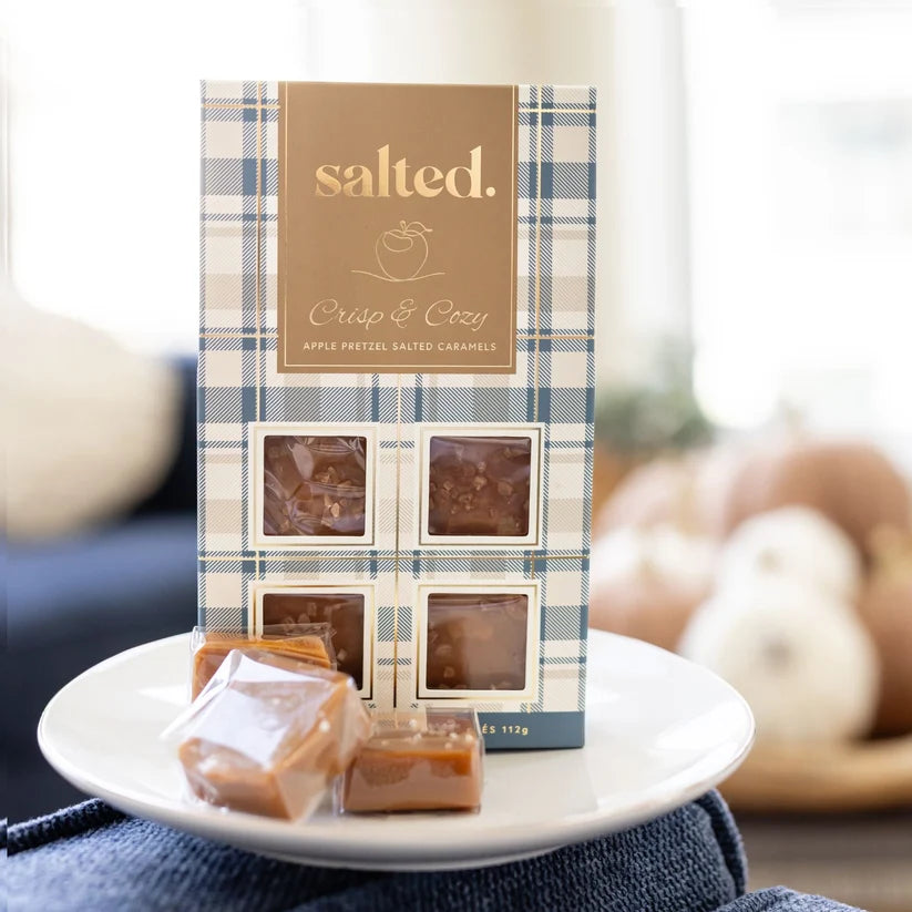 *Canadian Brand* | salted. | Crisp & Cozy Apple Pretzel Salted Caramels (4 Piece Box)