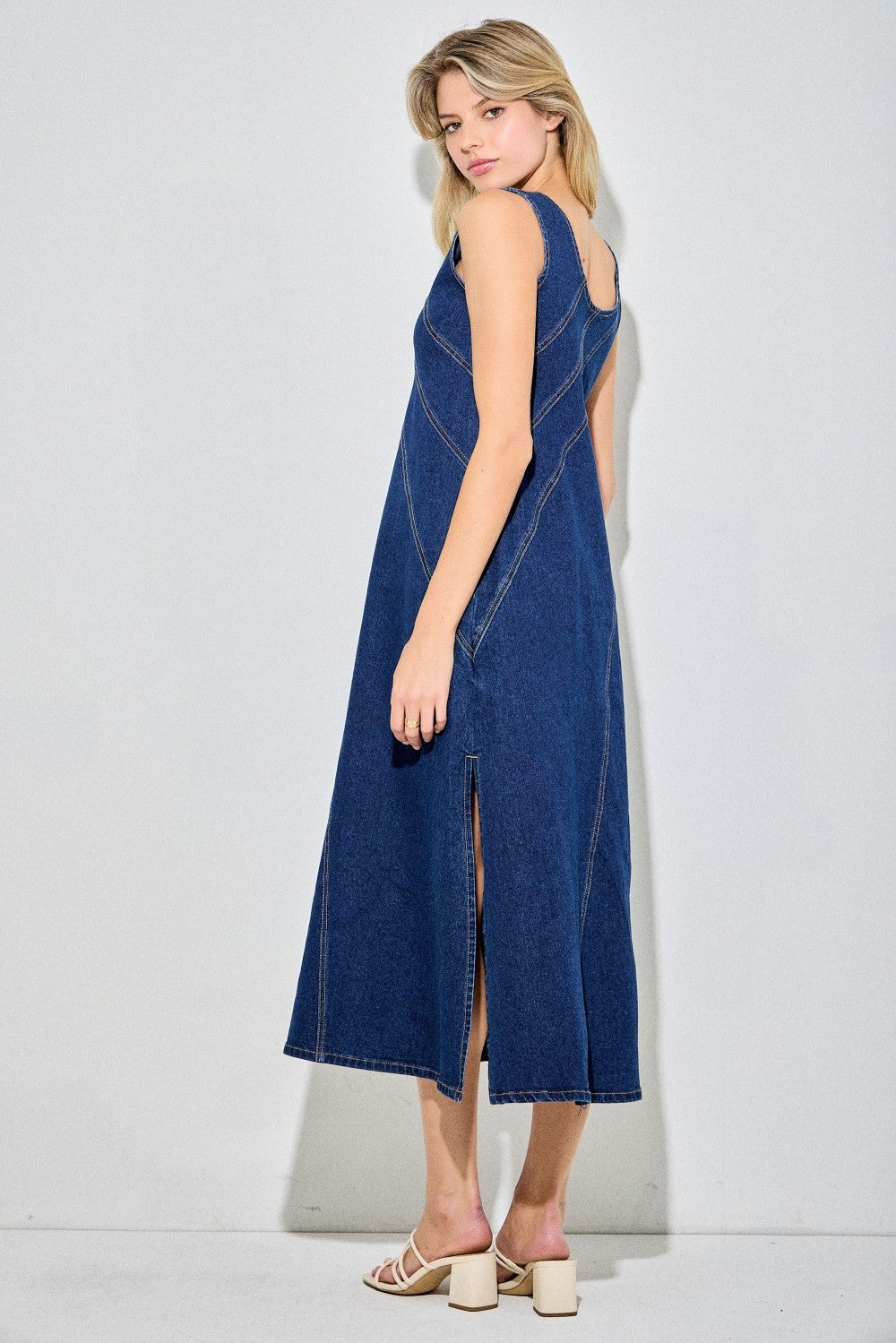 Denim Sleeveless Midi Dress