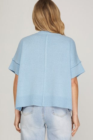 Drop Shoulder Half Sleeve Crew Neck Summer Sweater