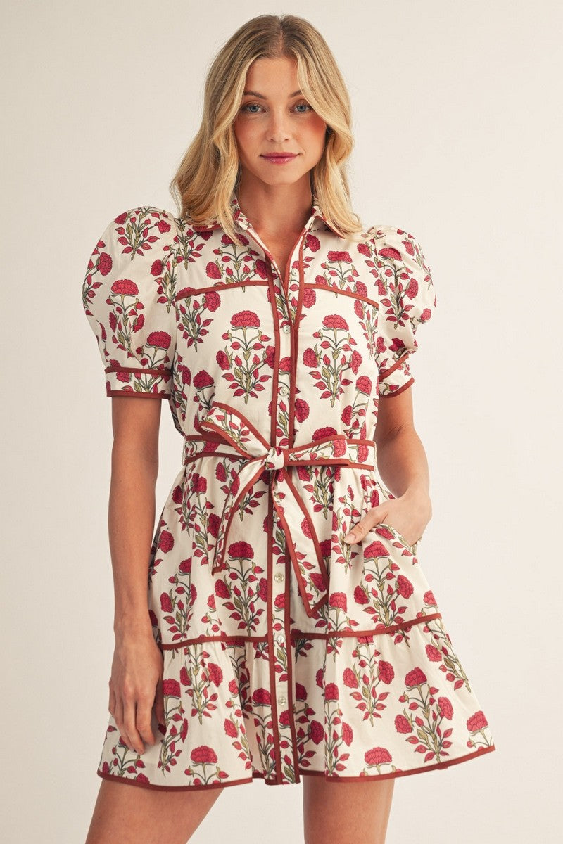 Floral Print Puff Sleeve Dress