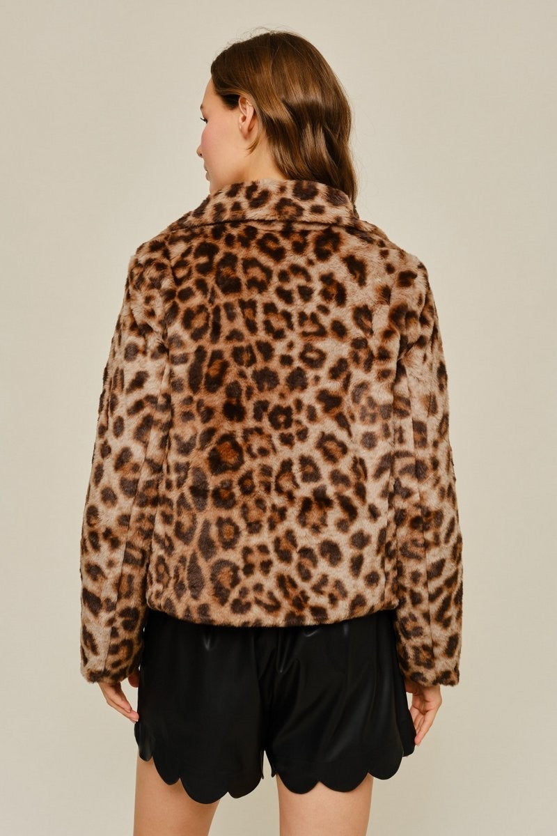 Faux Fur Leopard Print Jacket