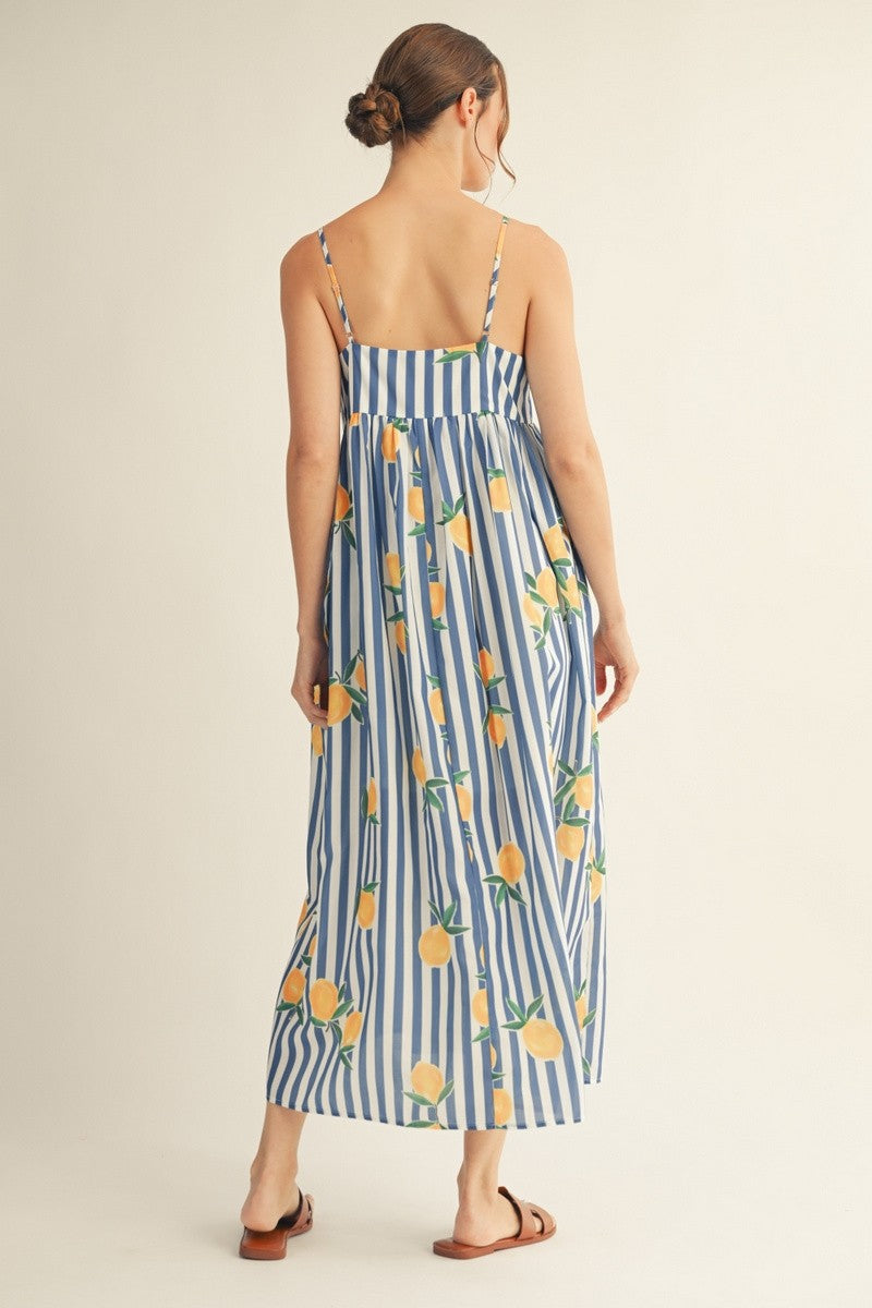 Lemony Stripe Maxi Dress