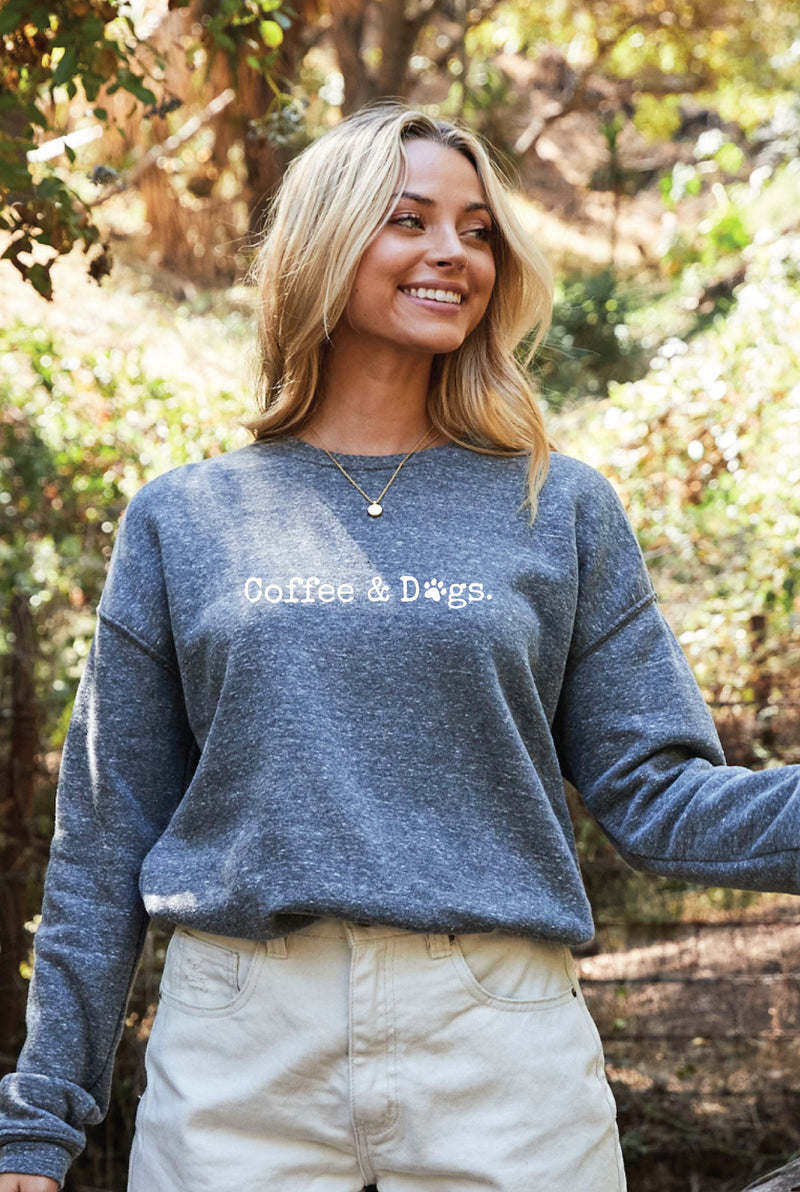 Coffee & Dogs Unisex Graphic Sweatshirt - Dark Grey