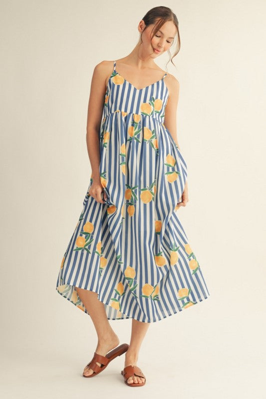Lemony Stripe Maxi Dress