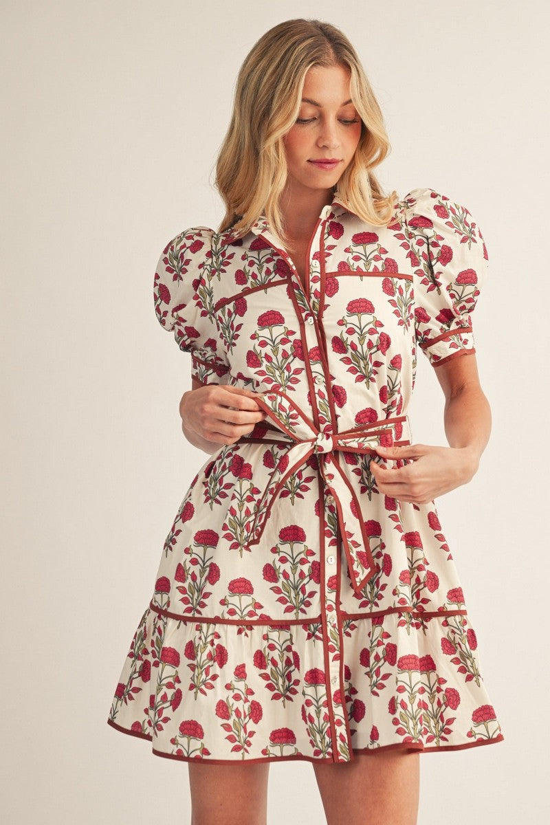 Floral Print Puff Sleeve Dress