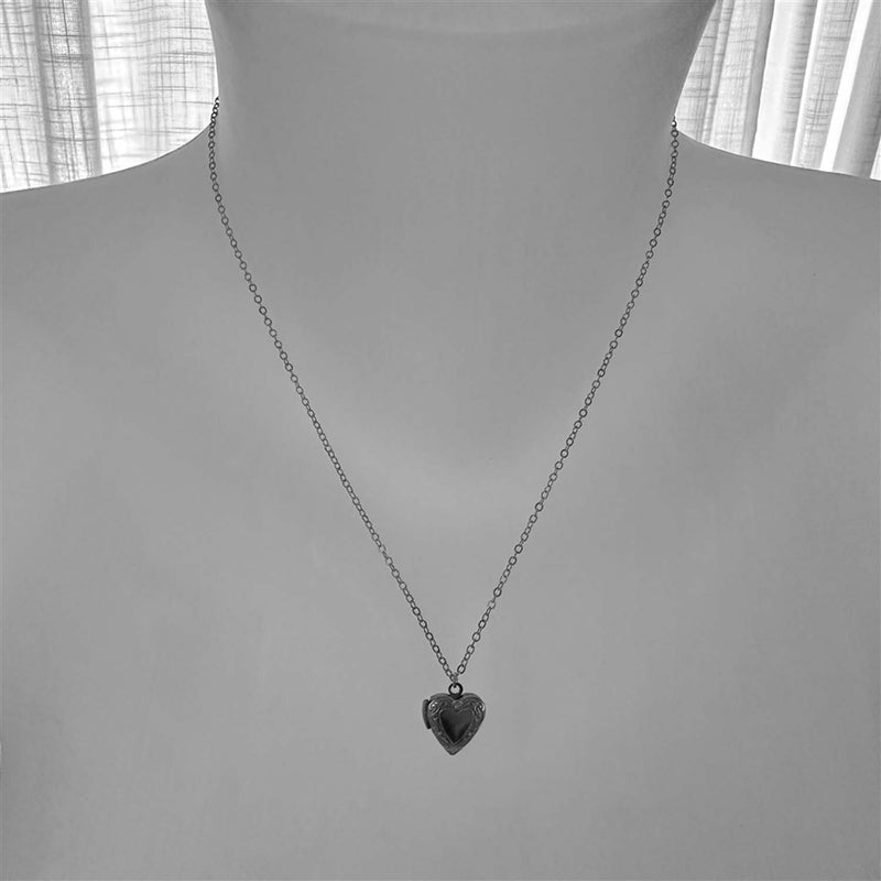 "Elizabeth" Vintage Heart Shaped Locket Charm Necklace in Raw Brass