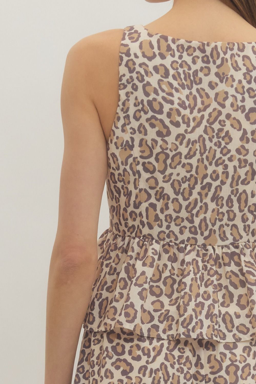 Sleeveless Leopard Print Peplum Top