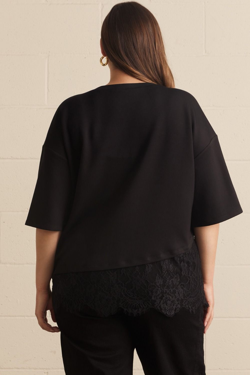 Lace Trim Short Sleeve Top (XL - 2X)