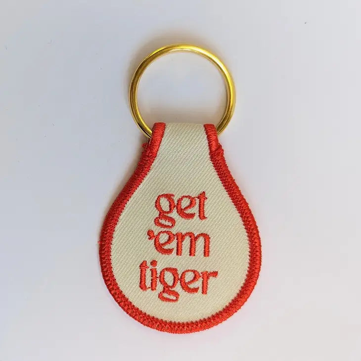 "Get 'em Tiger" Embroidered Key Tag