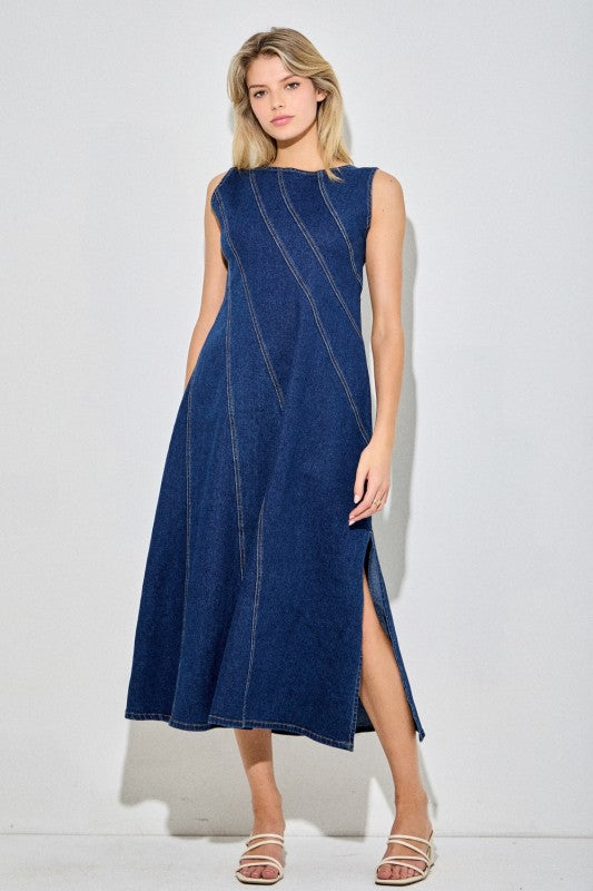 Denim Sleeveless Midi Dress