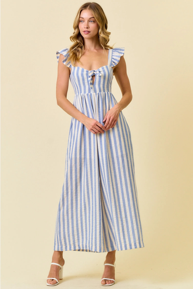 Wide Leg Stripe Culotte Jumpsuit