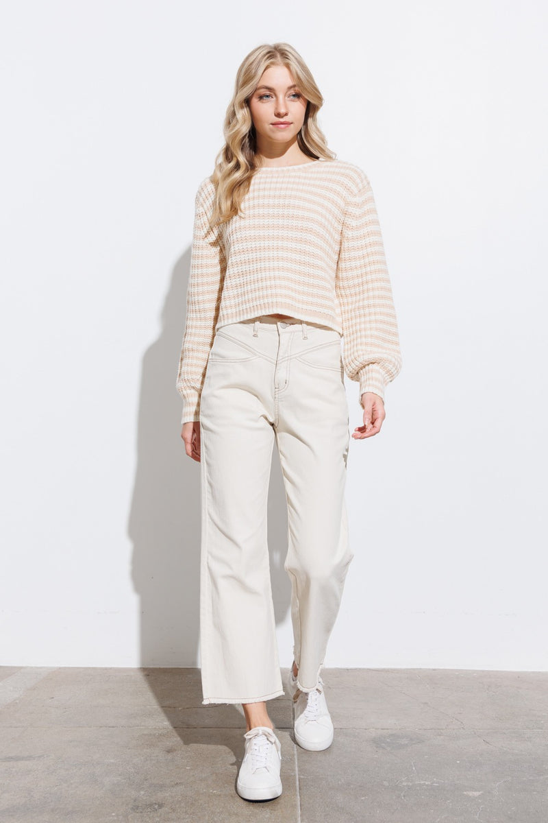 Peach Stripe Knit Pullover
