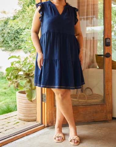 Ruffle Sleeve Babydoll Dress (Plus Size)