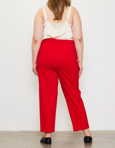 Knit Pintuck Trouser - Scarlet Red (Plus Size)