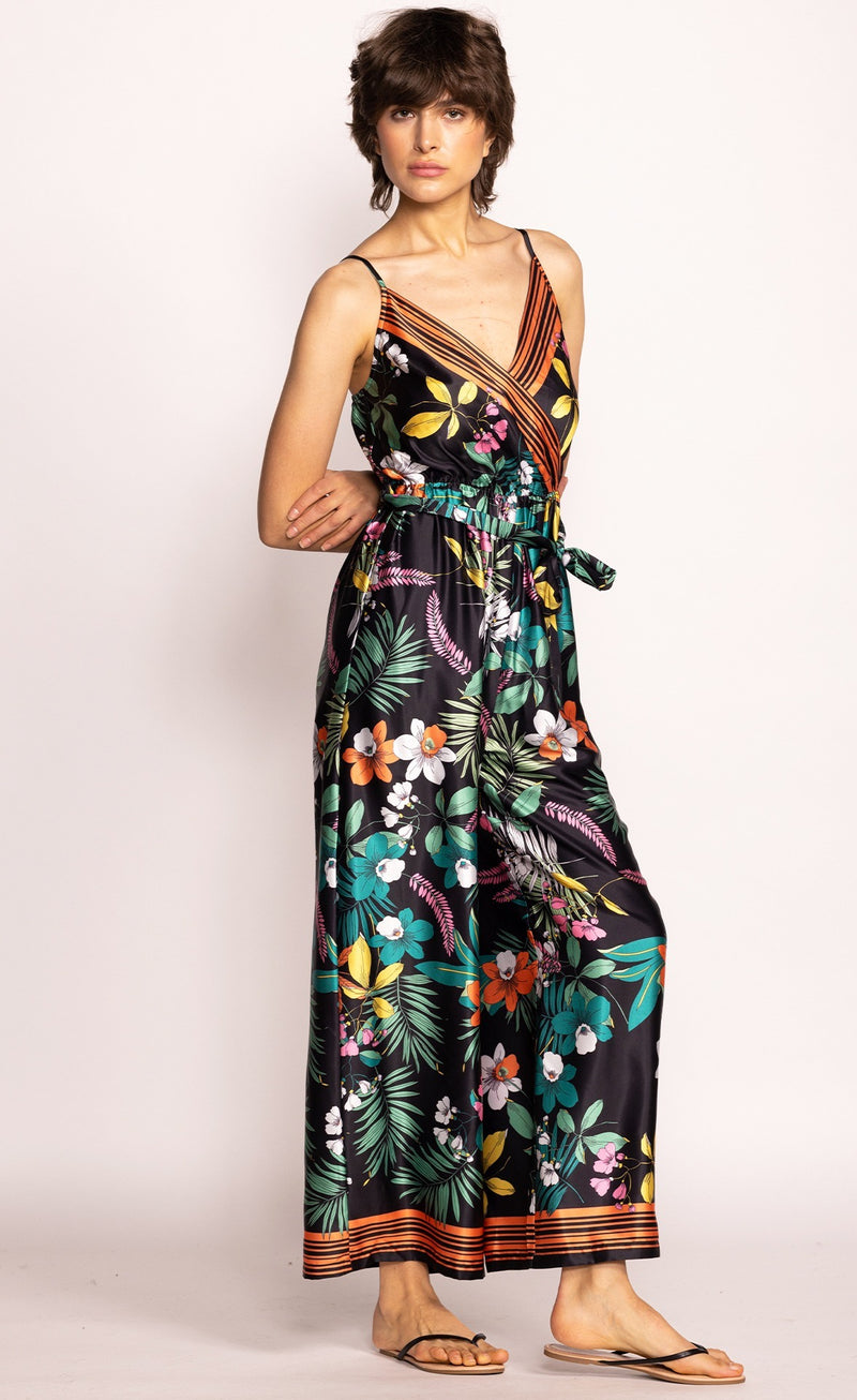 Teagan Jumpsuit || Sleeveless Printed Satin Jumpsuit