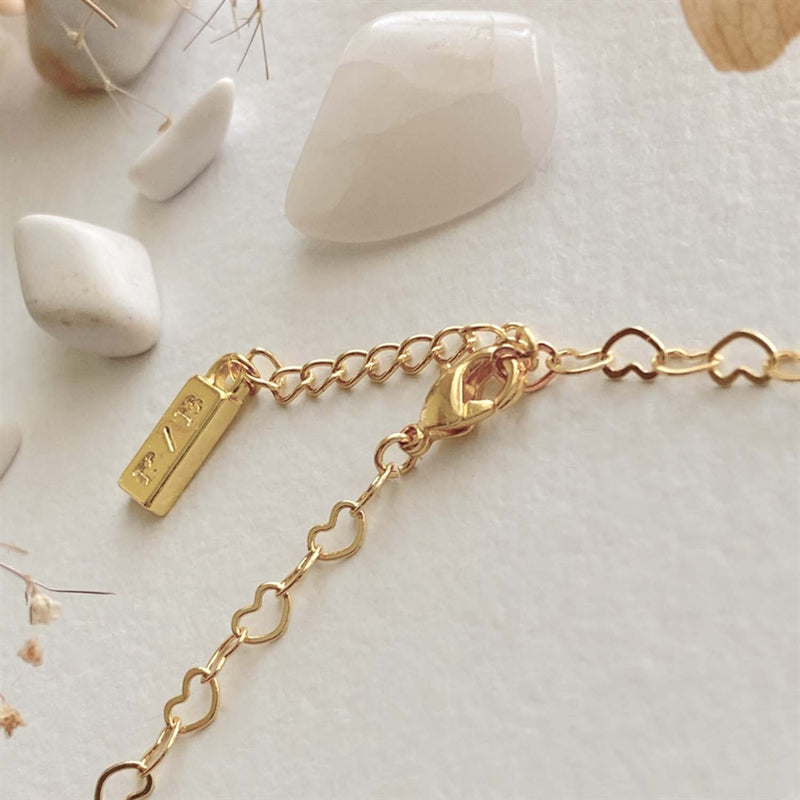 "Love Bites" Tiny Heart Chain Anklet - Gold