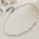 "Love Bites" Tiny Heart Chain Anklet - Silver