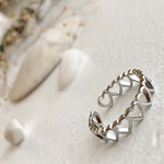 "Love Bites" Heart Chain Ring Silver