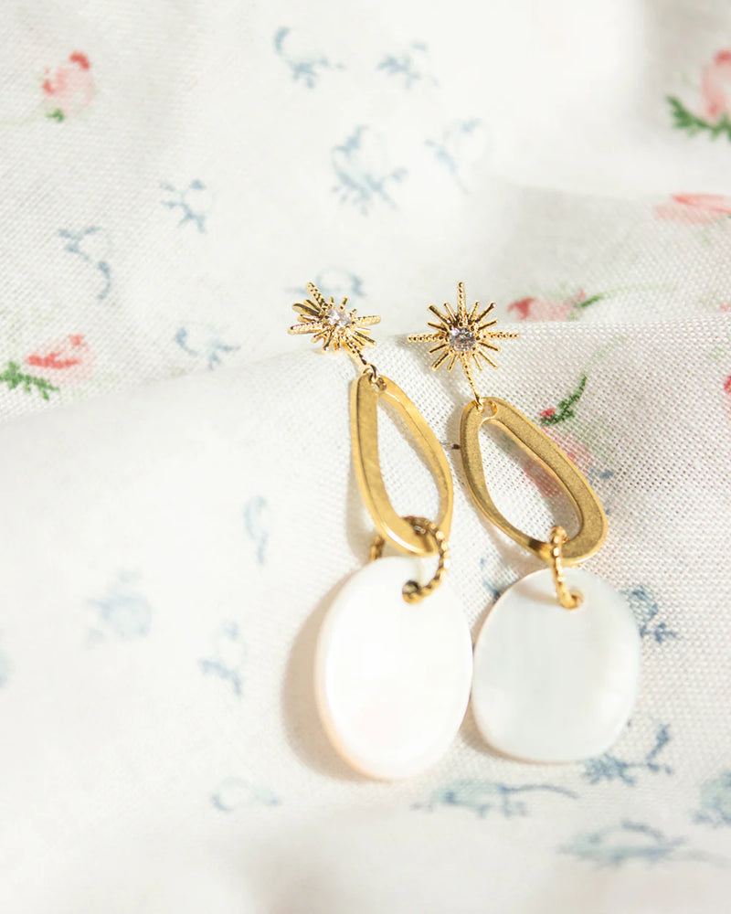 MILKY | GOLD STARBURST PENDANT EARRINGS