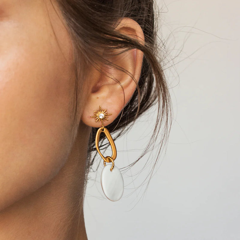 MILKY | GOLD STARBURST PENDANT EARRINGS