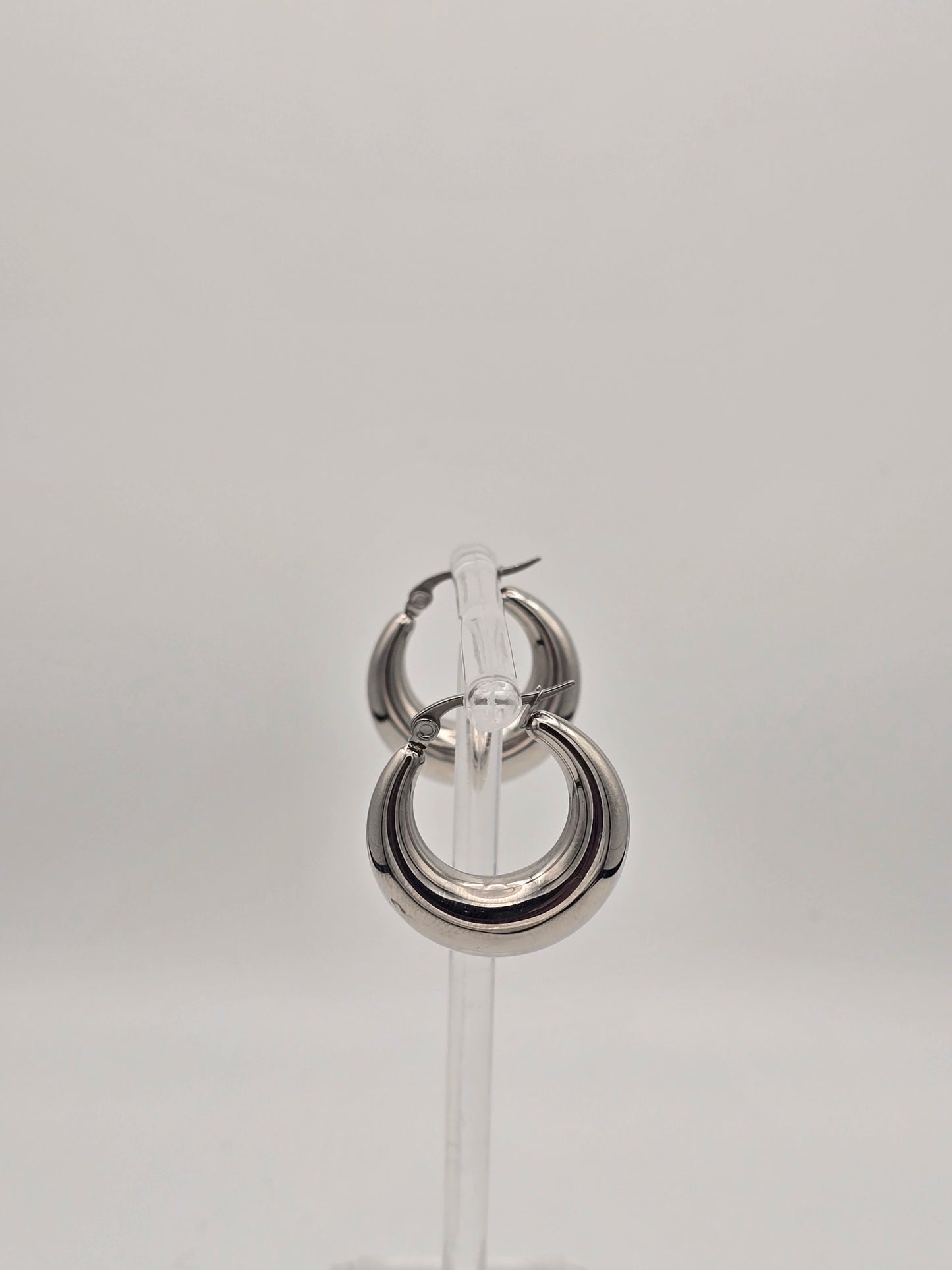 Stainless Steel Thick Silver Hoops