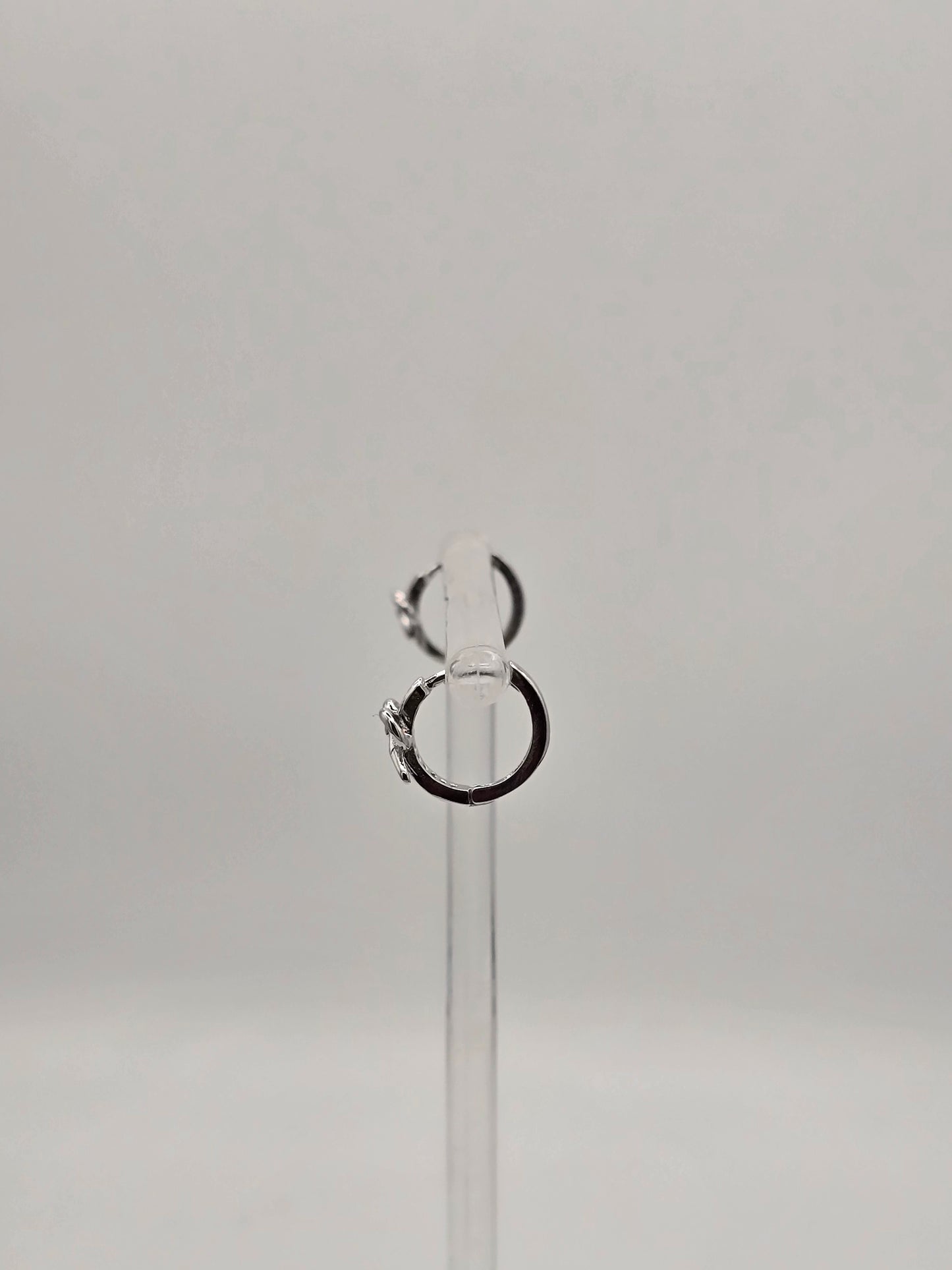 Stainless Steel Small Bow Sparkle Huggies in Gold or Silver