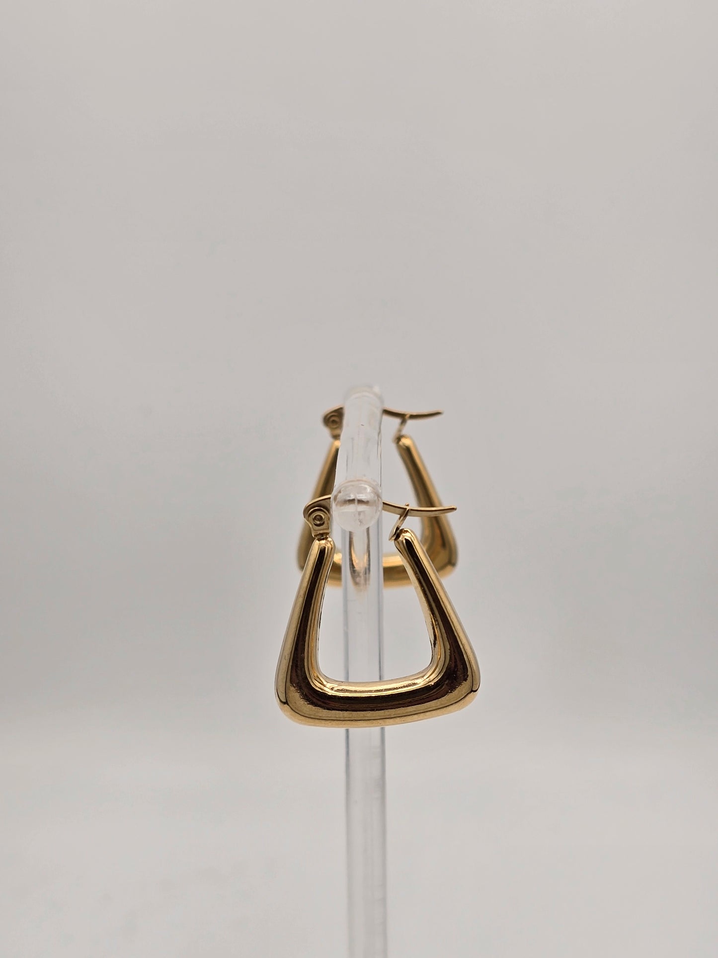 Stainless Steel Thick Triangle Hoops in Gold