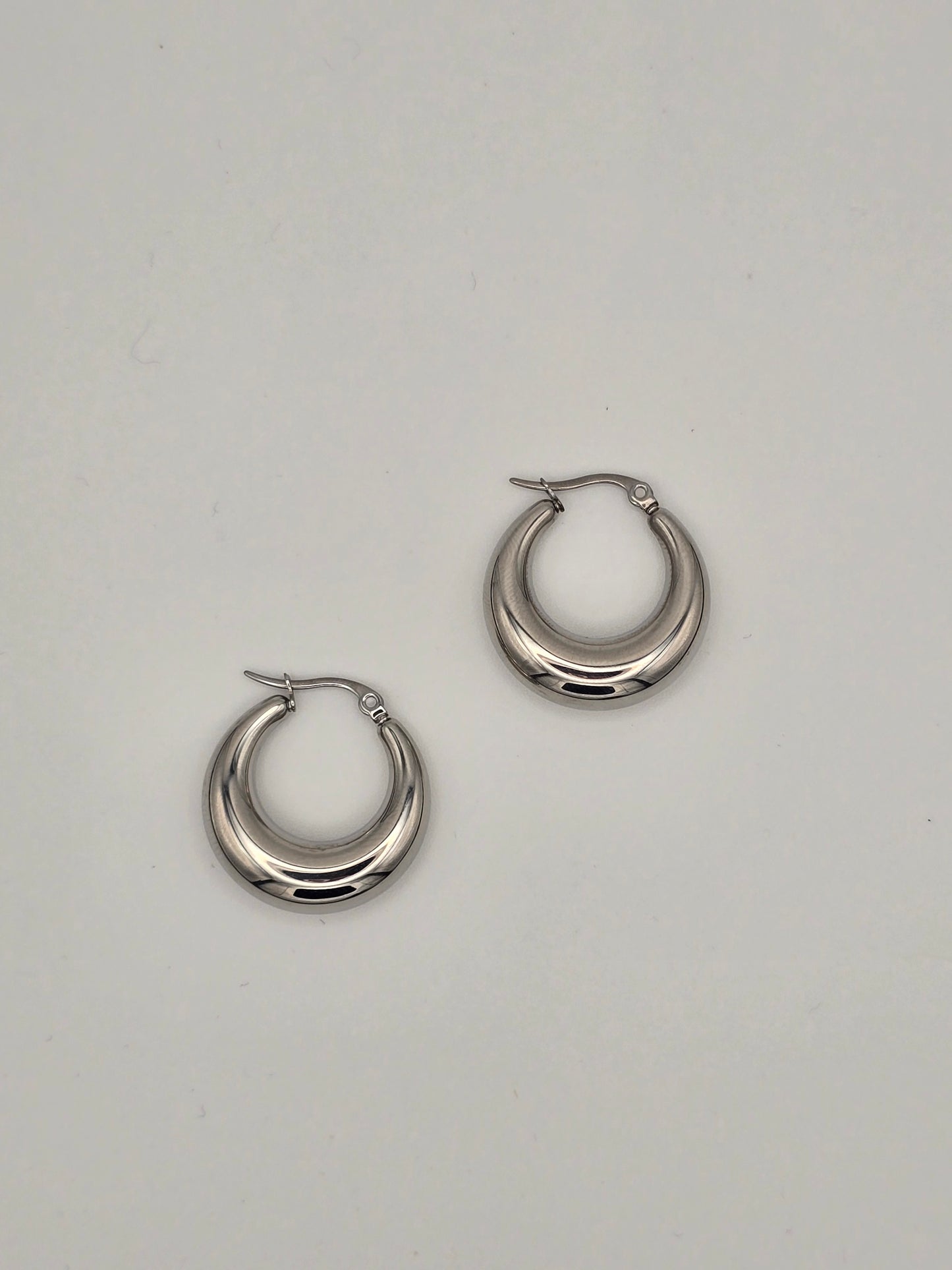 Stainless Steel Thick Silver Hoops