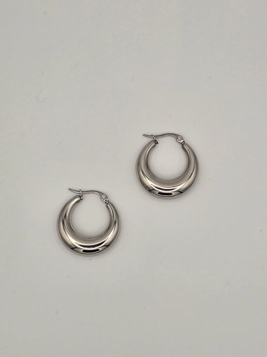 Stainless Steel Thick Silver Hoops