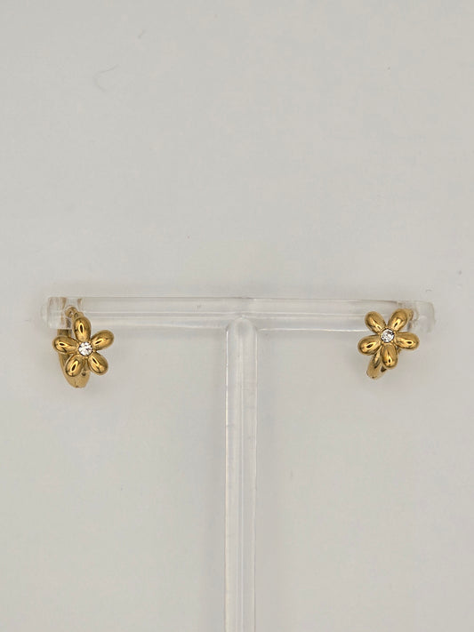 Stainless Steel Flower Hoops w/ Sparkle Center